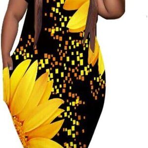Oversize T-Shirt Dress Plus Size Short Sleeve Maxi Pockets Casual